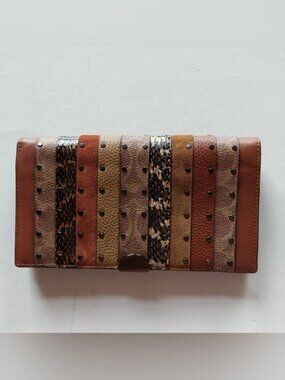 Coach Dreamer Signature Canvas Patchwork Stripes Wallet NWT